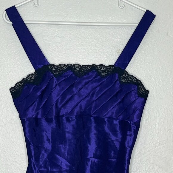 Victoria's Secret Vintage Gold Label Chamise Satin Purple‎ Black Lace Detail Sm - Picture 2 of 5